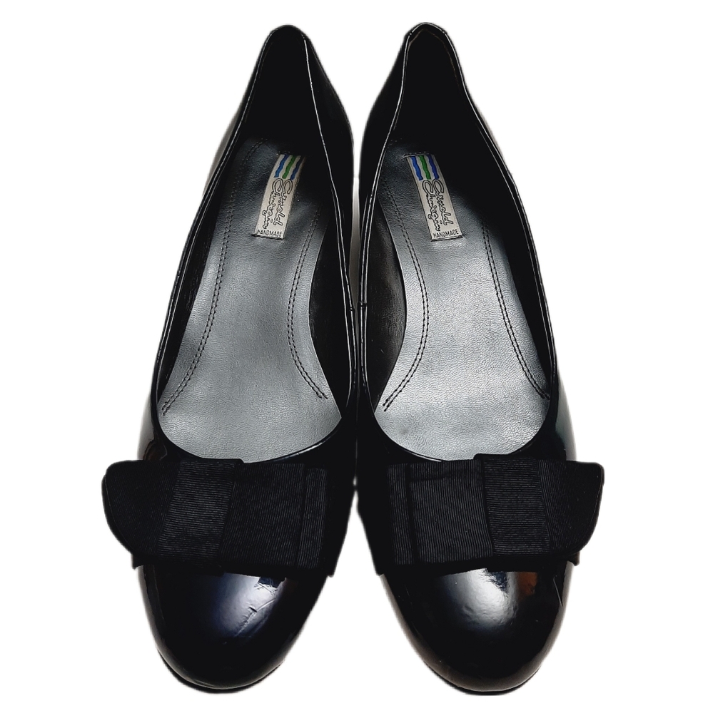 🍒 ARNOLD CHURGIN Handmade Slip-On Low Wedge Heel Patent Leather Shoes Sz US 9.5